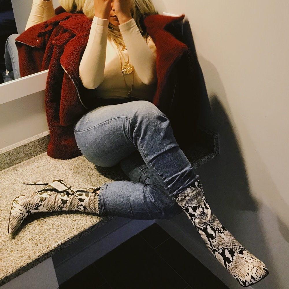 Snake print boots